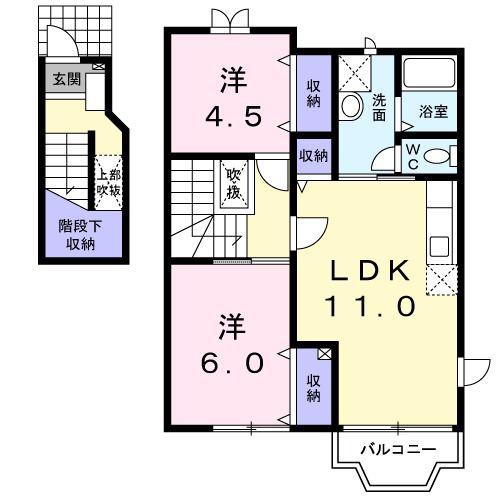 グリーンハイツ(2LDK/2階)の間取り写真