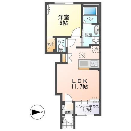 BLOOM COURT SHINMEI(1LDK/1階)の間取り写真