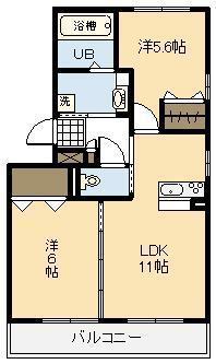 ウエストヴィレッジII(2LDK/2階)の間取り写真