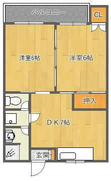 マンション真砂(2DK/4階)の間取り写真