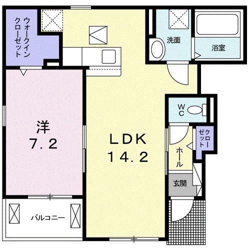 ココアベル(1LDK/1階)の間取り写真