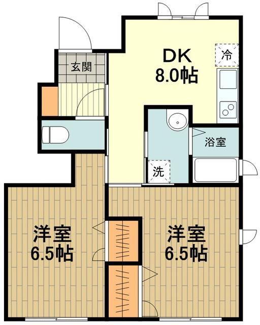 メルベーユ(2DK/1階)の間取り写真