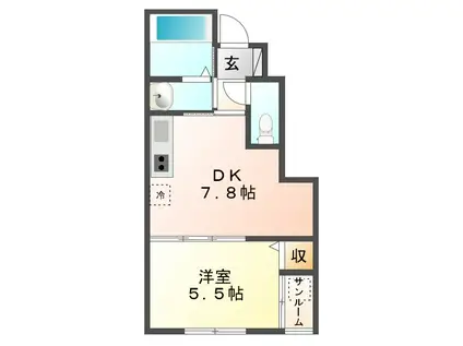 リオノルテ(1LDK/1階)の間取り写真