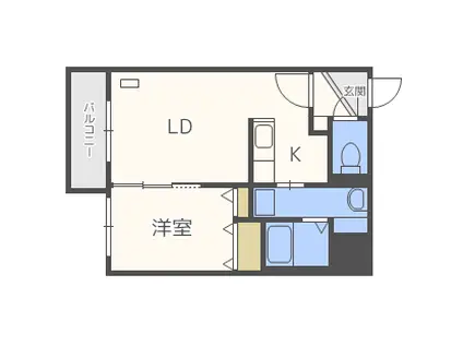 ALTA MAREA北大前(1LDK/4階)の間取り写真