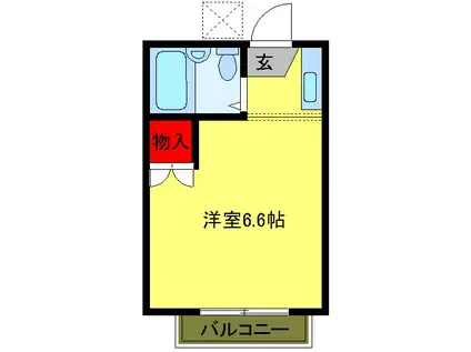 ハイツミユキ(ワンルーム/2階)の間取り写真