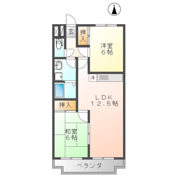 プランタン(2LDK/2階)の間取り写真