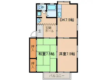 パインシャトーA・B(2DK/1階)の間取り写真