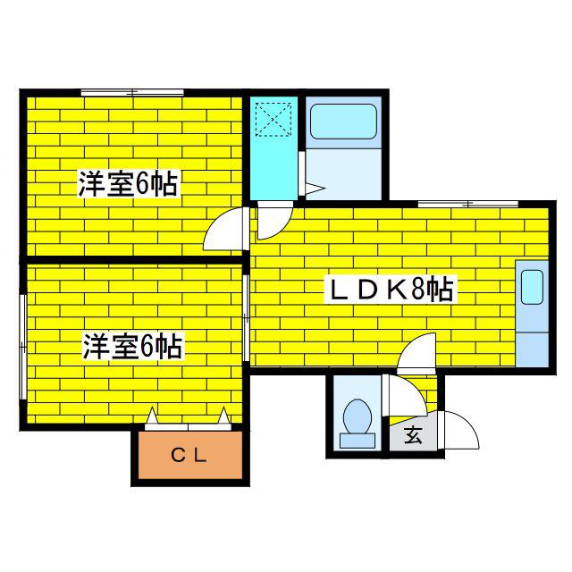 ダイヤフレンド平岡(2LDK/3階)の間取り写真