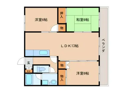 ハイム瑞光(3LDK/1階)の間取り写真