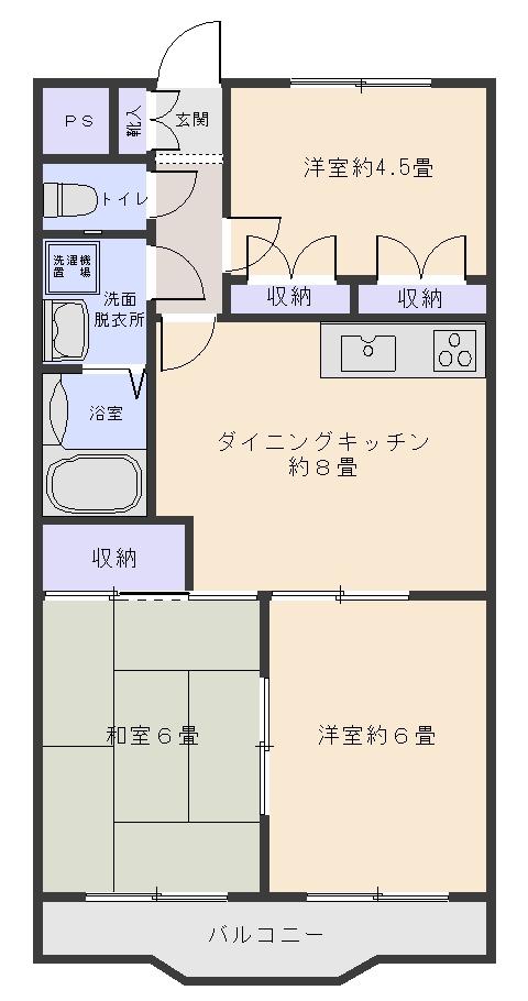 サンシティ壱番館(3DK/4階)の間取り写真
