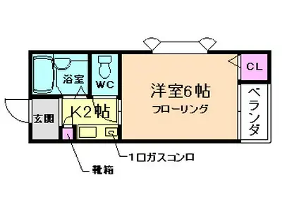 サニープレイス桜井(1K/1階)の間取り写真