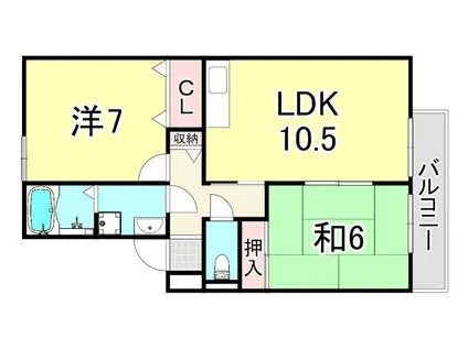 ルミエール北夙川 B棟(2LDK/2階)の間取り写真