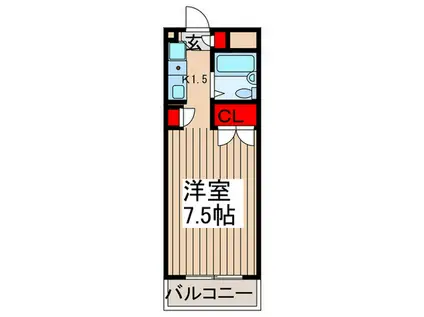 ラヴィエ新宿(1K/2階)の間取り写真