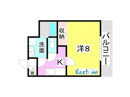 ライジングサン(1K/2階)の間取り写真