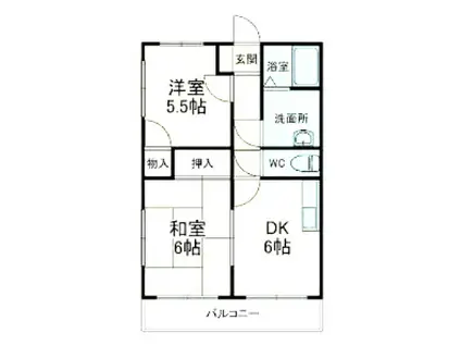 ロイヤルブラフ26(2DK/1階)の間取り写真