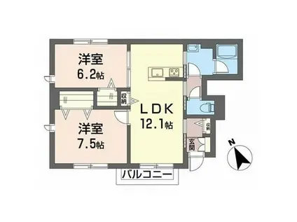 シャーメゾン新宿II(2LDK/1階)の間取り写真
