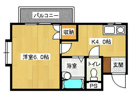 レジャンデールI(1K/6階)の間取り写真