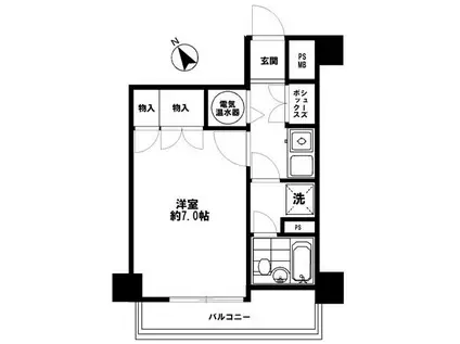 ライオンズマンション言問(1K/4階)の間取り写真