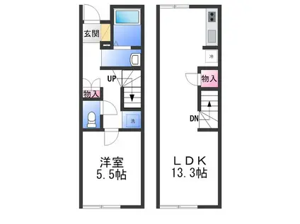 レオネクストカルミアオクイ(1LDK/1階)の間取り写真