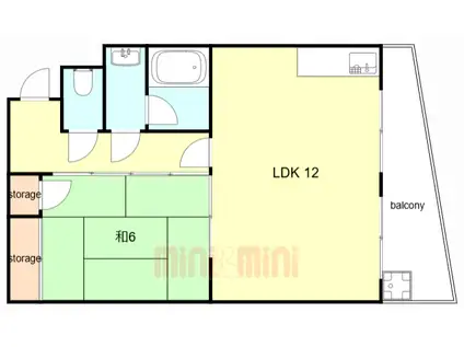 魚住コーポ(1LDK/3階)の間取り写真