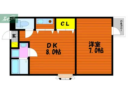 番丁三楽亭(1DK/2階)の間取り写真