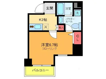 プレール・ドゥーク錦糸町II(1K/4階)の間取り写真