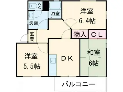 M1ハウス(3DK/1階)の間取り写真
