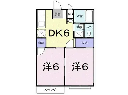 グリーンハイツクドウA(2DK/2階)の間取り写真