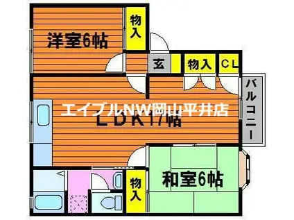 メゾンヴェルデA(2LDK/2階)の間取り写真