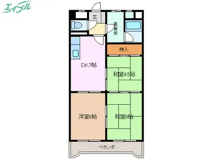 文化ハイツ(3DK/6階)の間取り写真