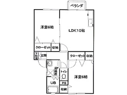 セントラルドミール(2LDK/1階)の間取り写真