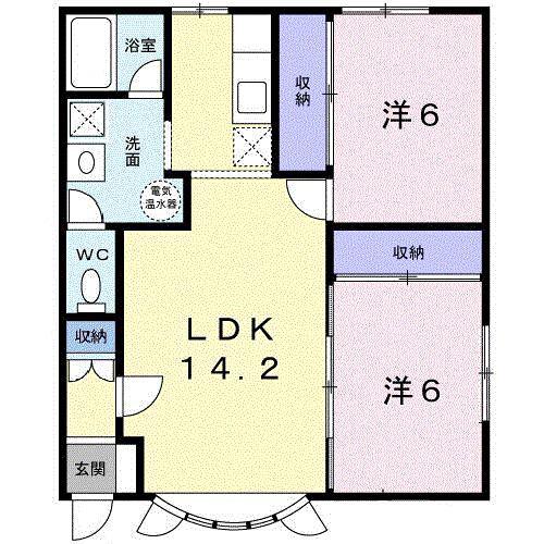 PARK喜多川A(2LDK/2階)の間取り写真