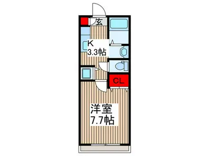 メゾンソレイユ(1K/1階)の間取り写真