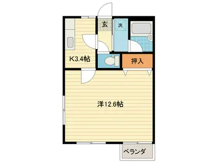 富山地鉄本線 越中荏原駅 徒歩5分 2階建 築30年(1K/2階)の間取り写真