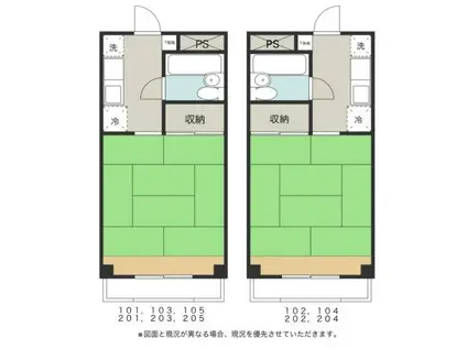 コーポヒサシ(1K/2階)の間取り写真