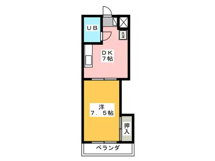 メゾン富士(1DK/1階)の間取り写真