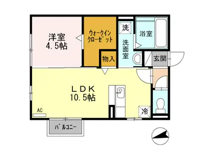 D-ROOM堀川(1LDK/2階)の間取り写真