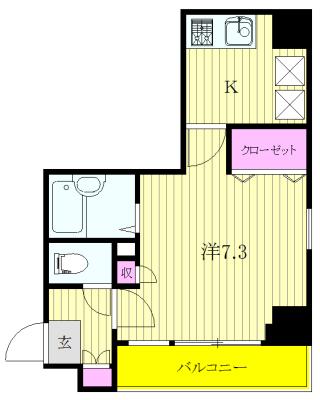 アフェクシオン日本橋人形町(1K/4階)の間取り写真