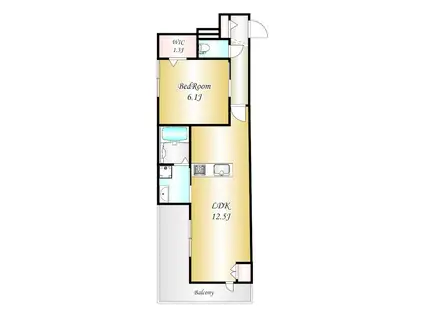 CALME(1LDK/2階)の間取り写真