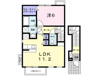 ヴェルサン ヴィラ(1LDK/2階)の間取り写真