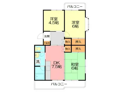 水引カワイマンション(3DK/2階)の間取り写真