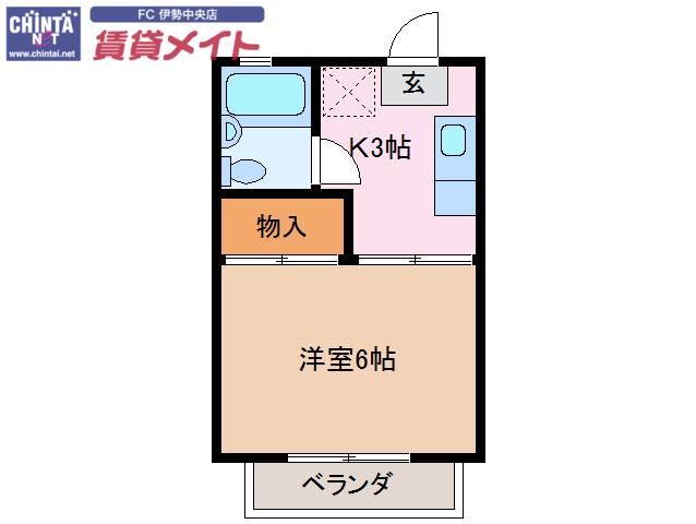 ブセナテラス(1K/1階)の間取り写真