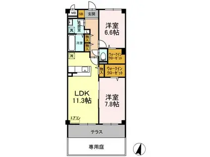 アルカンシェル(2LDK/1階)の間取り写真