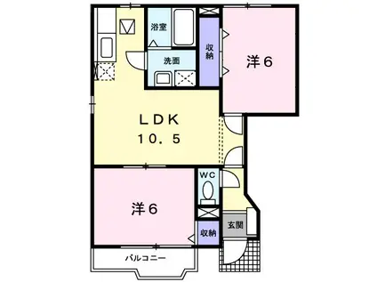 クレーデレ ドーノ ヨッシーII(2LDK/1階)の間取り写真