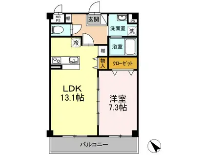 アベニュー初生(1LDK/2階)の間取り写真