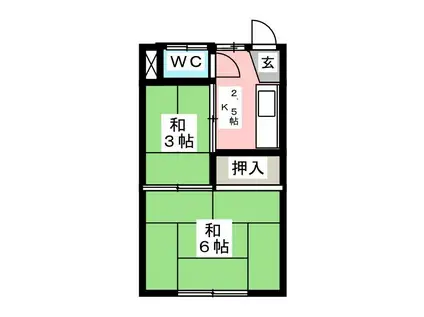 第一甲和マンション(2K/1階)の間取り写真