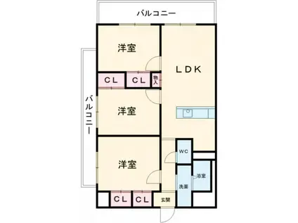 アスティムI(3LDK/5階)の間取り写真