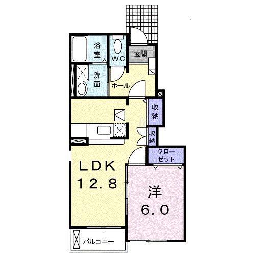 FAMILLE B棟(1LDK/1階)の間取り写真