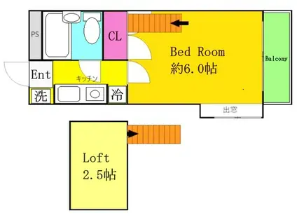ティーベル南生田(1K/1階)の間取り写真