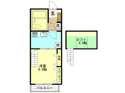 グレースアイルY(1K/2階)の間取り写真